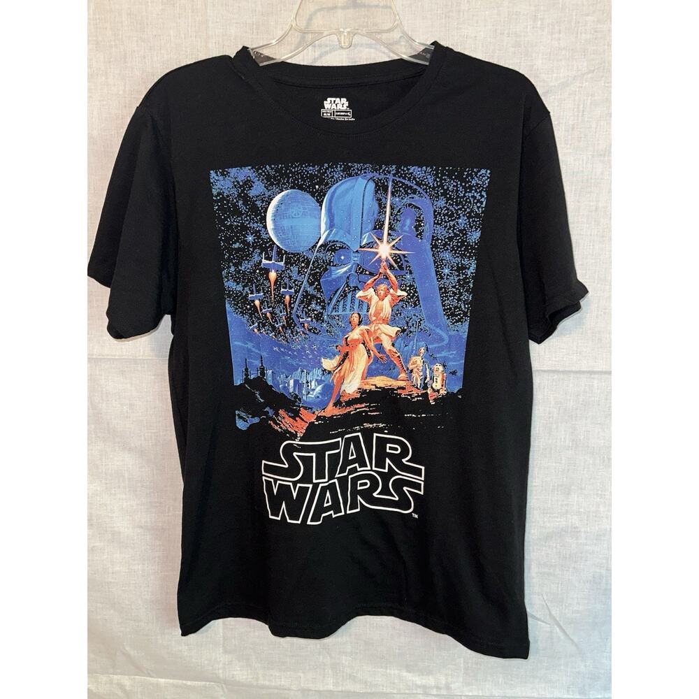 Star Wars Shirt‎ Mens M Black Darth Vader Luke Leia Graphic Tee 2024
